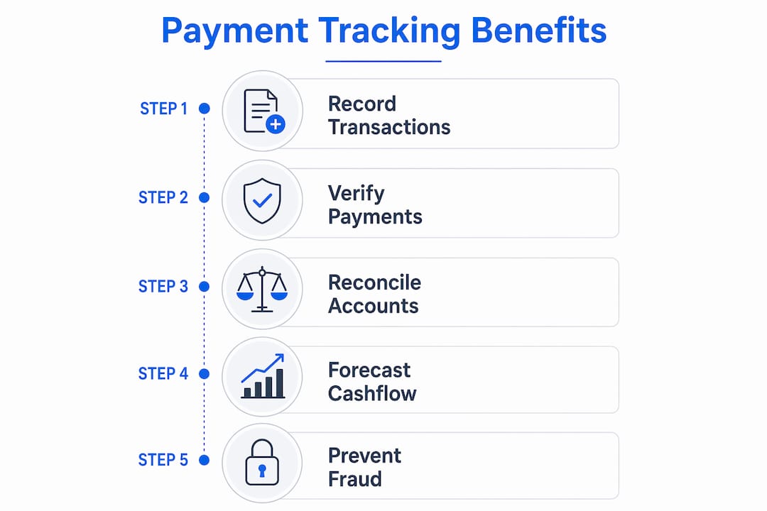 Infographic illustrating payment tracking steps